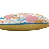 cushions, cushion, cushions embroidered, amore, love, throw pillow, cushion with pom poms, display cushion, display pillow, teal pom poms, art gallery fabric